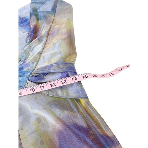 Rene Ruiz Blue Abstract Splatter Metallic Cocktail Dress Formal Womens 4 - Picture 9 of 10